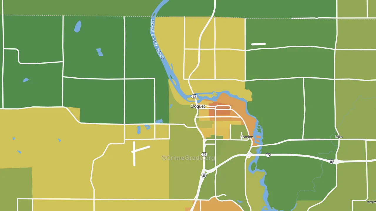 Cloquet, MN Map of Drug-Related Crime Rates