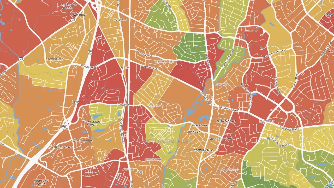 Closeburn-Glenkirk, Charlotte, NC Map of Drug-Related Crime Rates