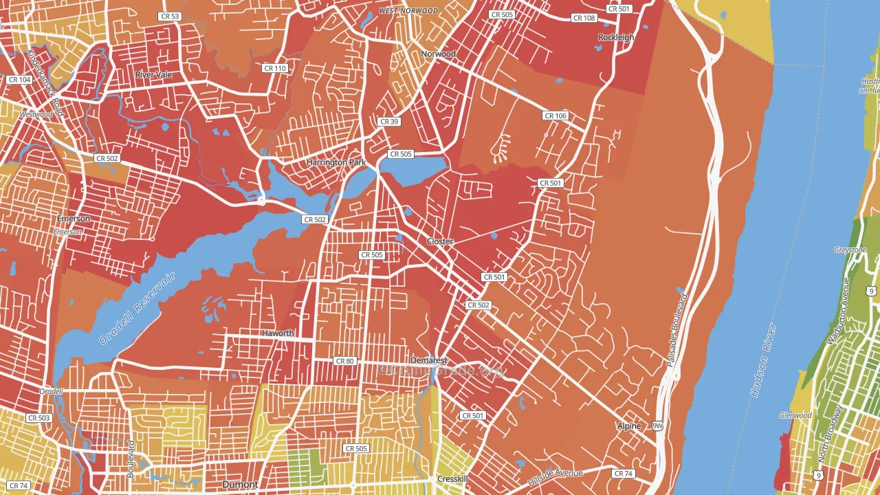Closter, NJ Map of Drug-Related Crime Rates