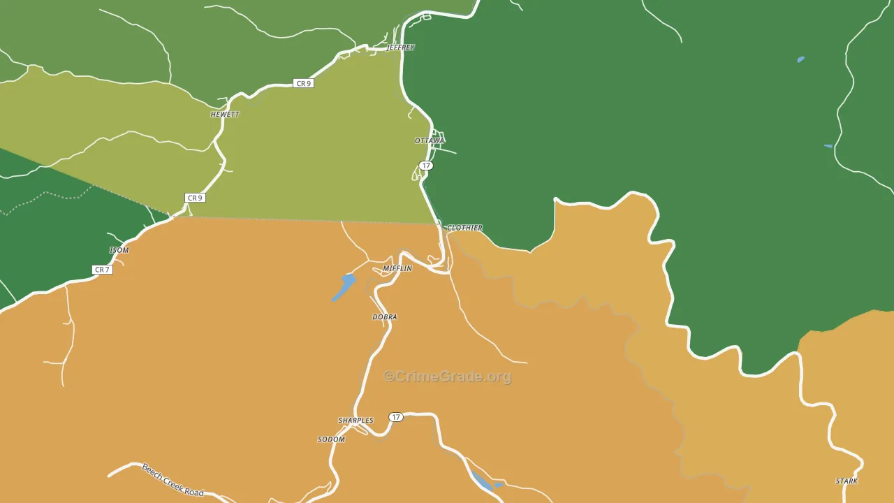 Clothier, WV Map of Drug-Related Crime Rates