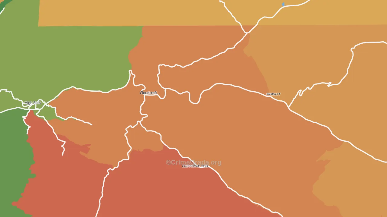 Cloudcroft, NM Map of Drug-Related Crime Rates