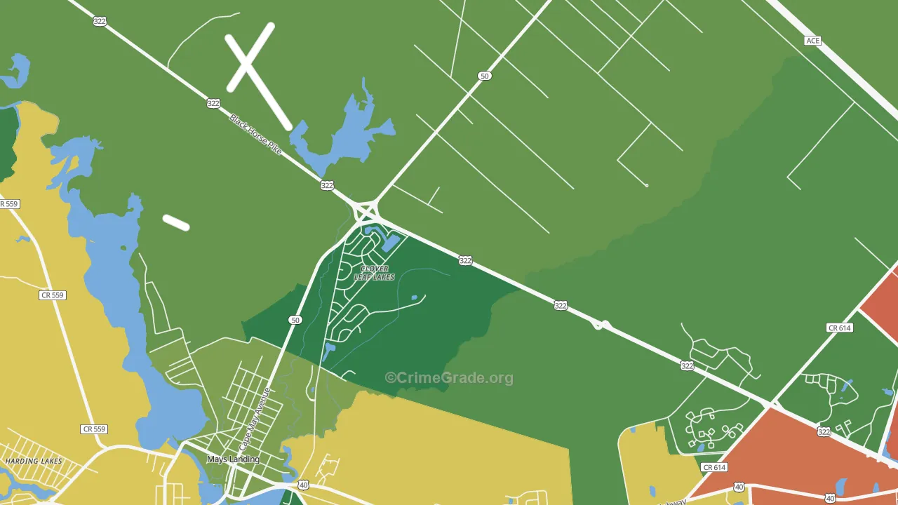 Clover Leaf Lakes, NJ Map of Drug-Related Crime Rates