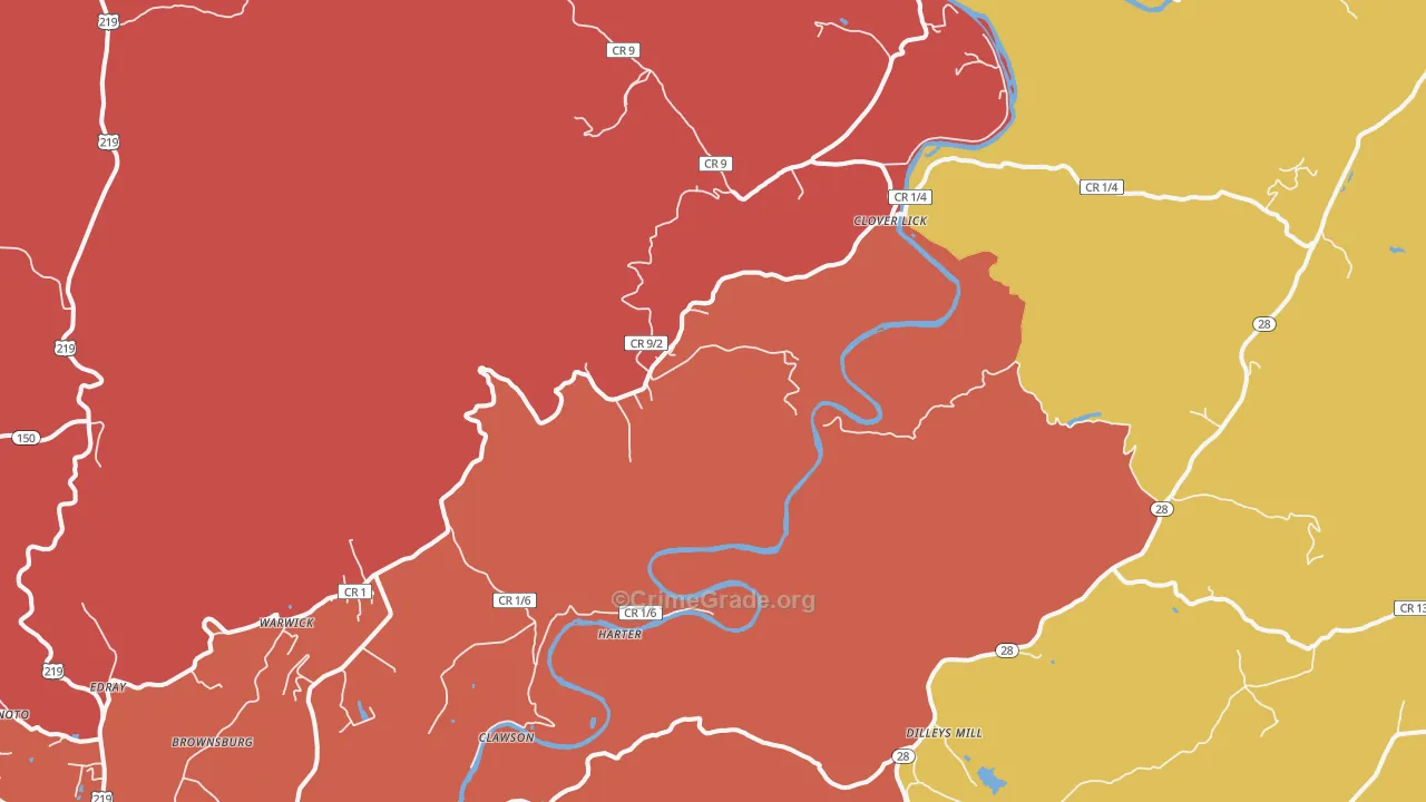 Clover Lick, WV Map of Drug-Related Crime Rates
