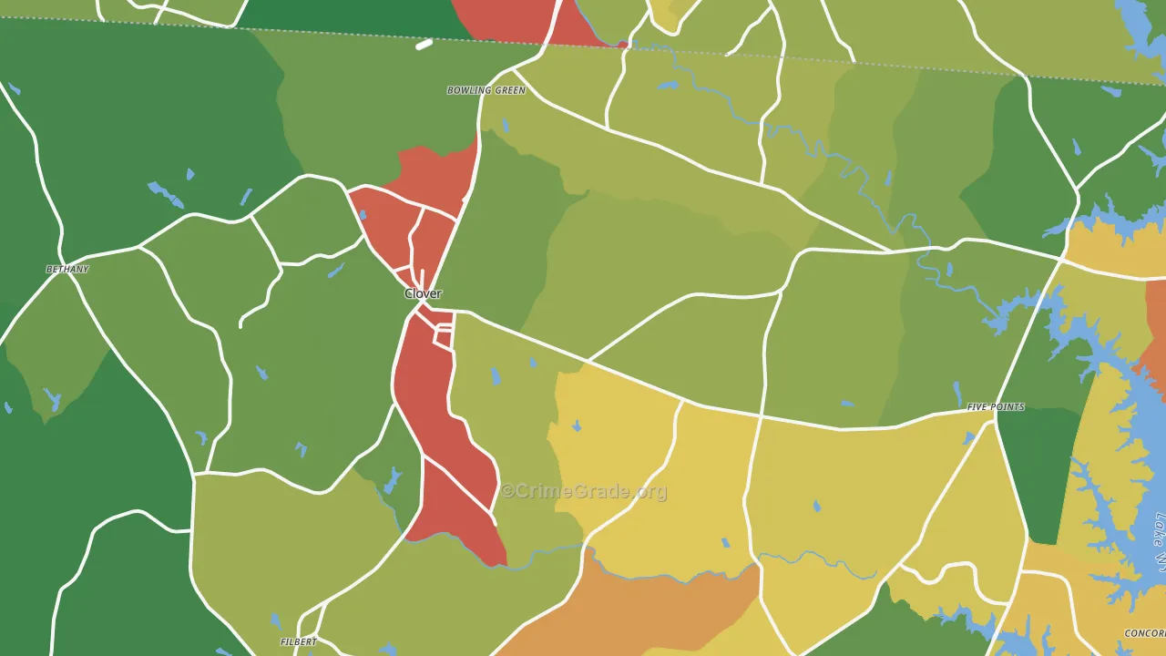 Clover, SC Map of Drug-Related Crime Rates