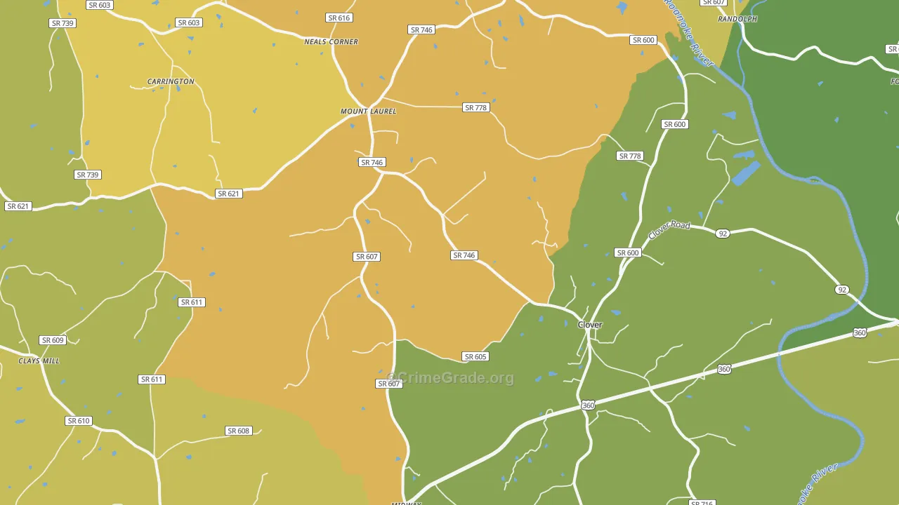 Clover, VA Map of Drug-Related Crime Rates