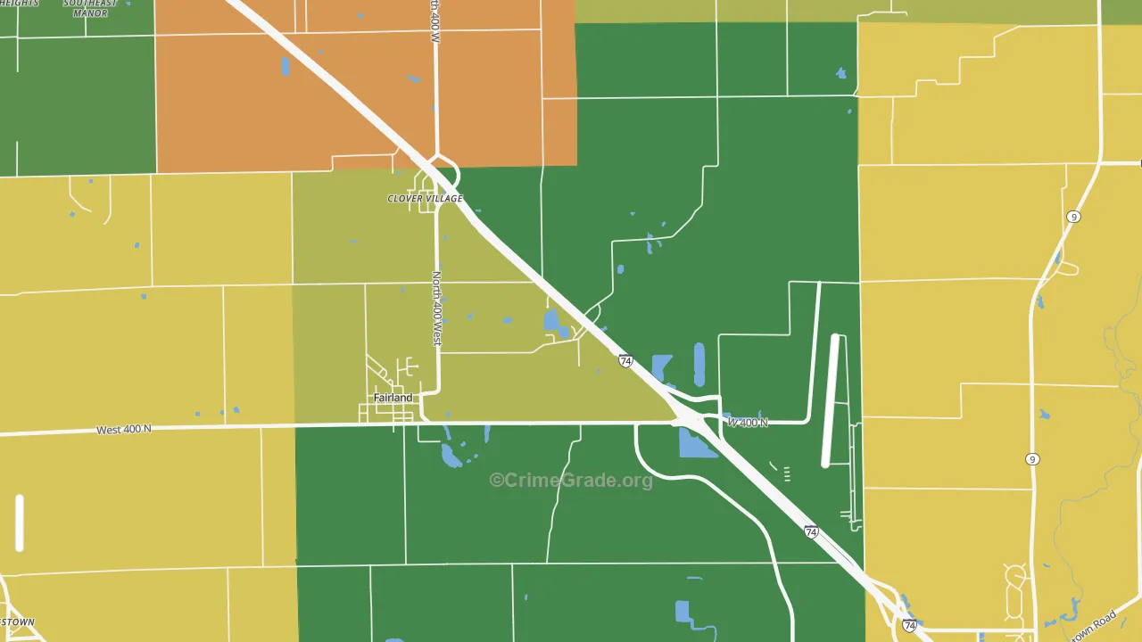 Clover Village, IN Map of Drug-Related Crime Rates