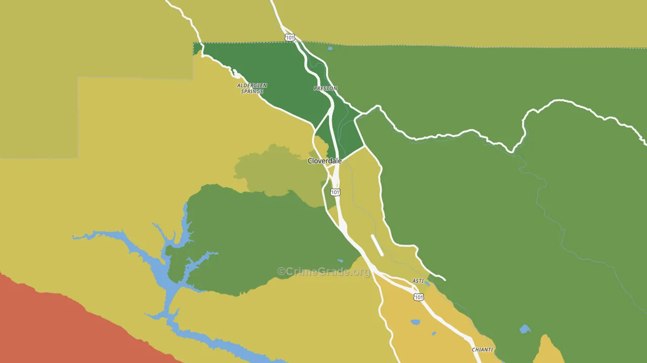 Cloverdale, CA Map of Drug-Related Crime Rates