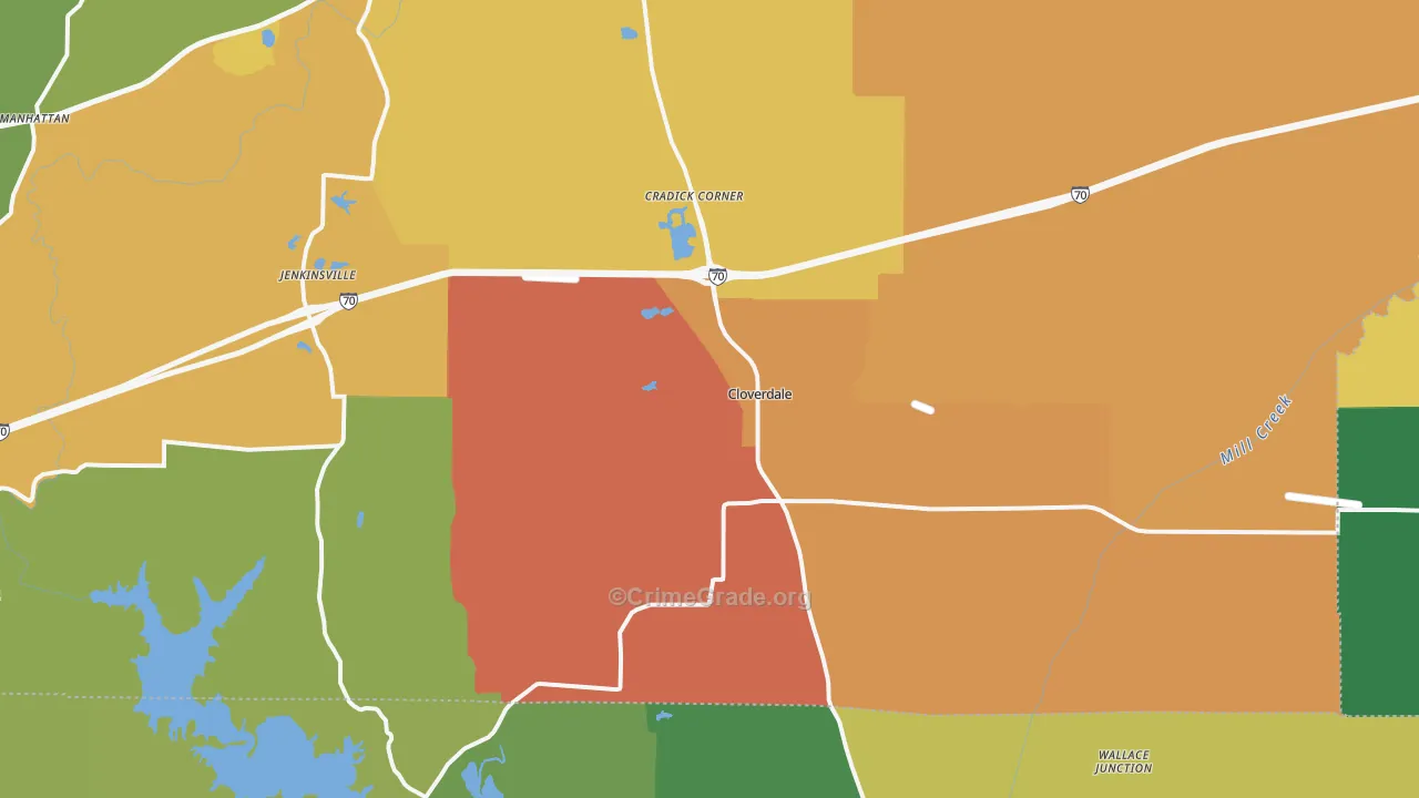 Cloverdale, IN Map of Drug-Related Crime Rates