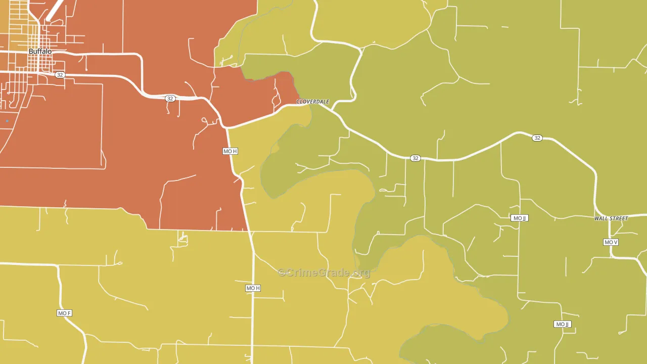 Cloverdale, MO Map of Drug-Related Crime Rates