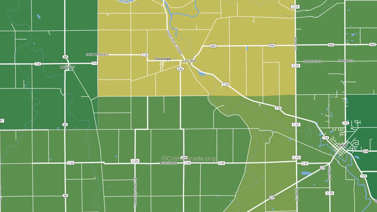 Cloverdale, OH Map of Drug-Related Crime Rates