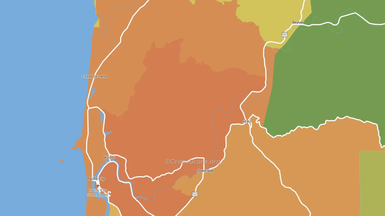 Cloverdale, OR Map of Drug-Related Crime Rates