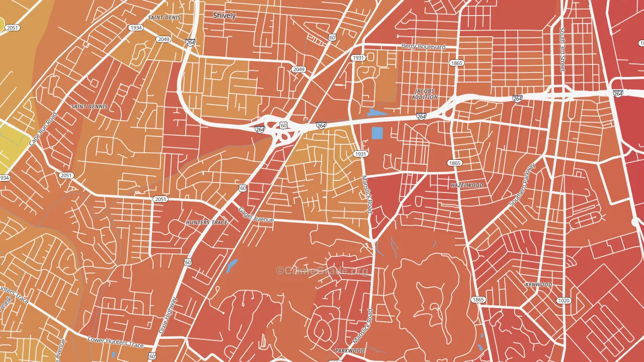 Cloverleaf, Louisville, KY Map of Drug-Related Crime Rates