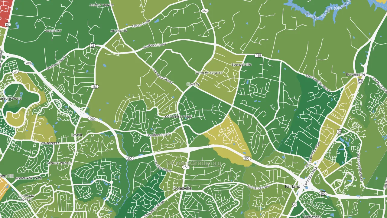 Cloverly, MD Map of Drug-Related Crime Rates