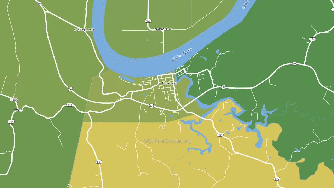 Cloverport, KY Map of Drug-Related Crime Rates