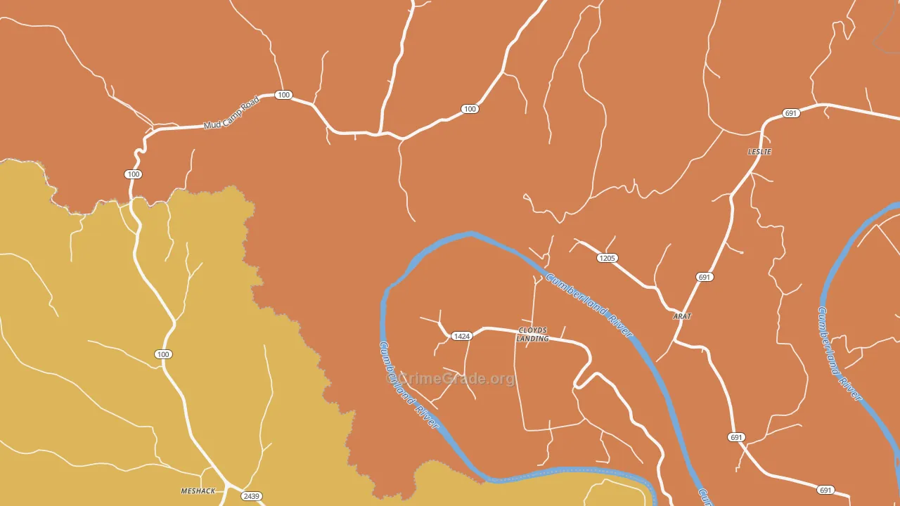 Cloyds Landing, KY Map of Drug-Related Crime Rates