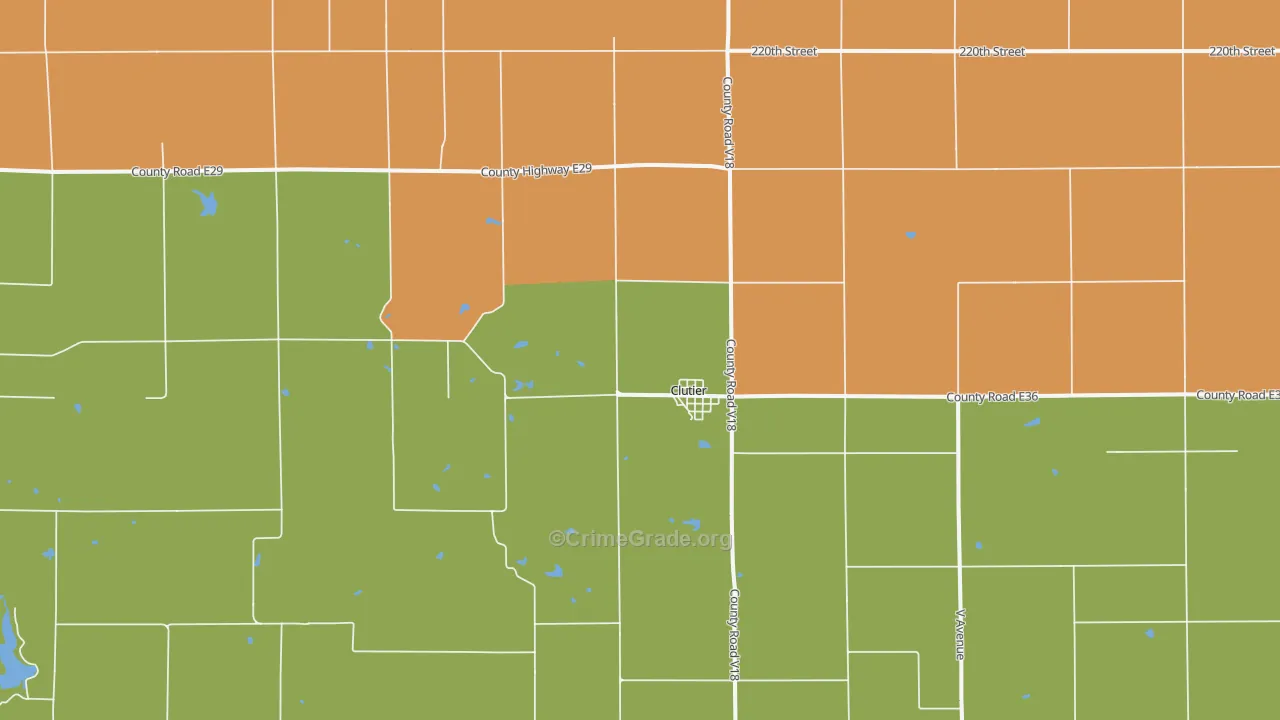 Clutier, IA Map of Drug-Related Crime Rates