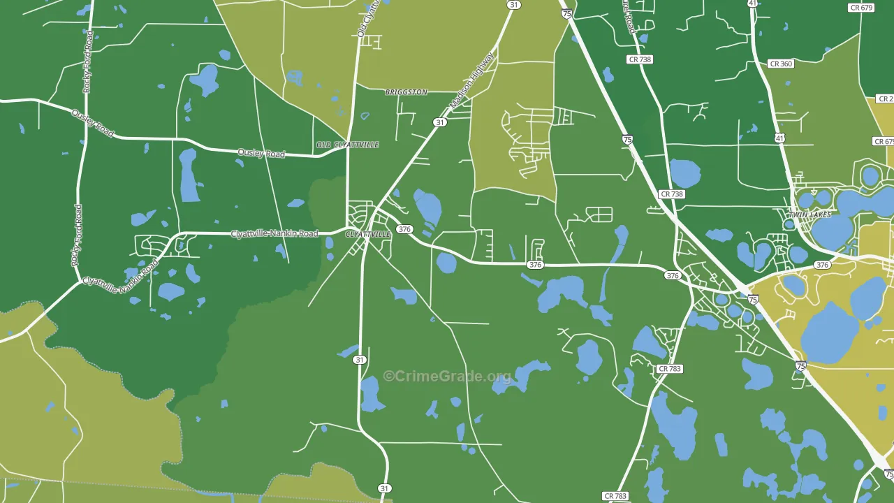 Clyattville, GA Map of Drug-Related Crime Rates