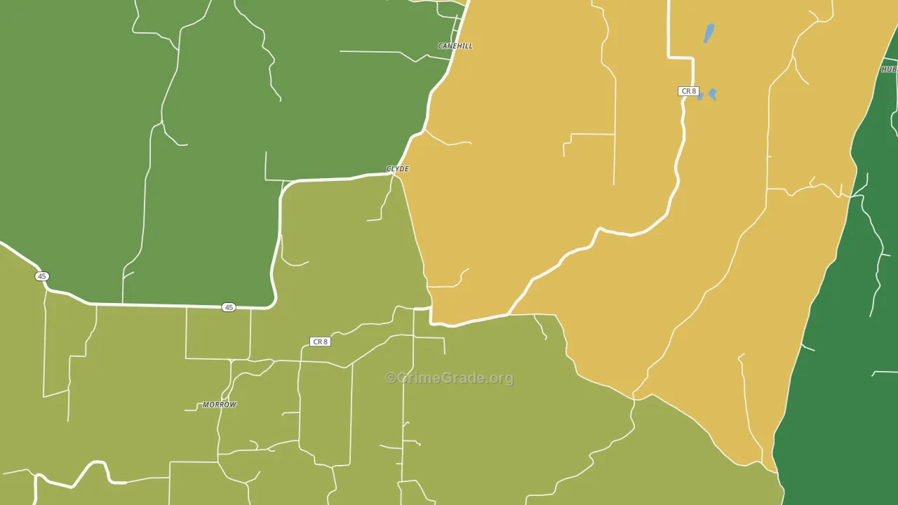 Clyde, AR Map of Drug-Related Crime Rates