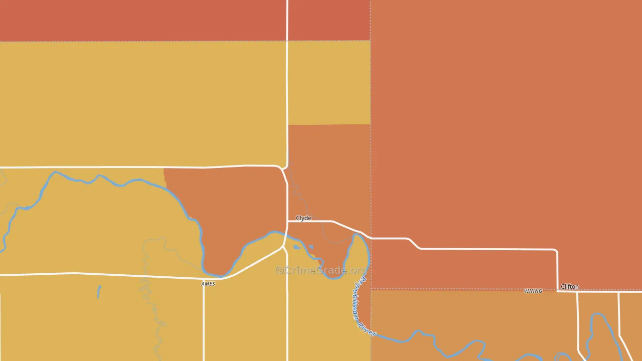 Clyde, KS Map of Drug-Related Crime Rates