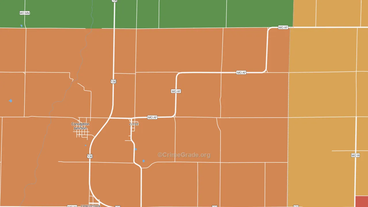 Clyde, MO Map of Drug-Related Crime Rates