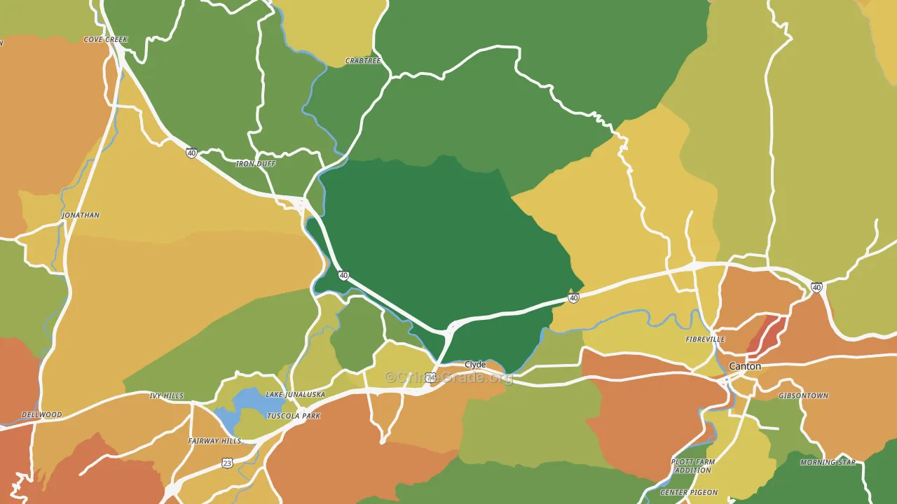 Clyde, NC Map of Drug-Related Crime Rates