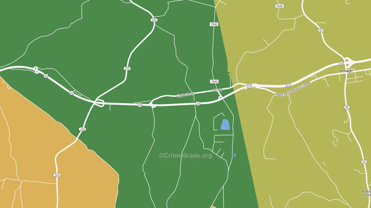 Clyde, PA Map of Drug-Related Crime Rates