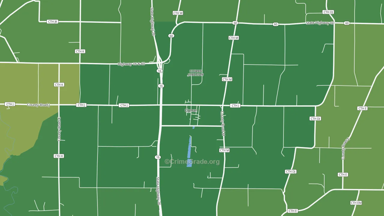 Clyman, WI Map of Drug-Related Crime Rates
