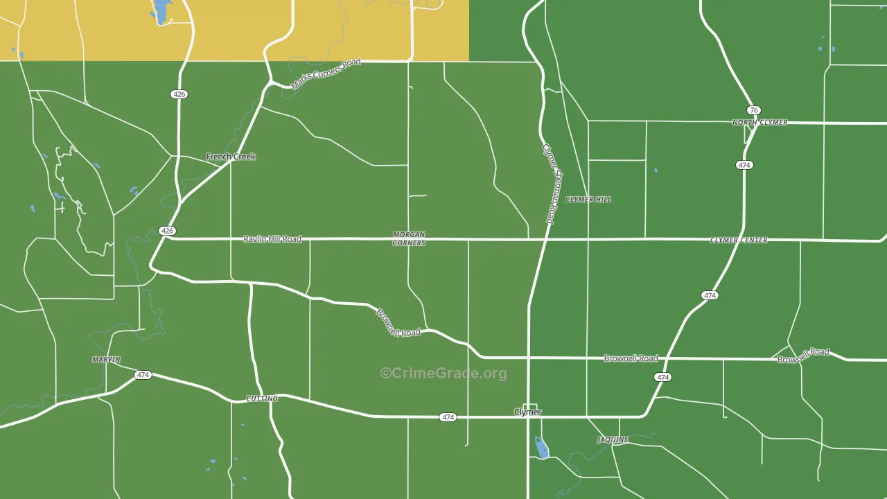 Clymer, NY Map of Drug-Related Crime Rates