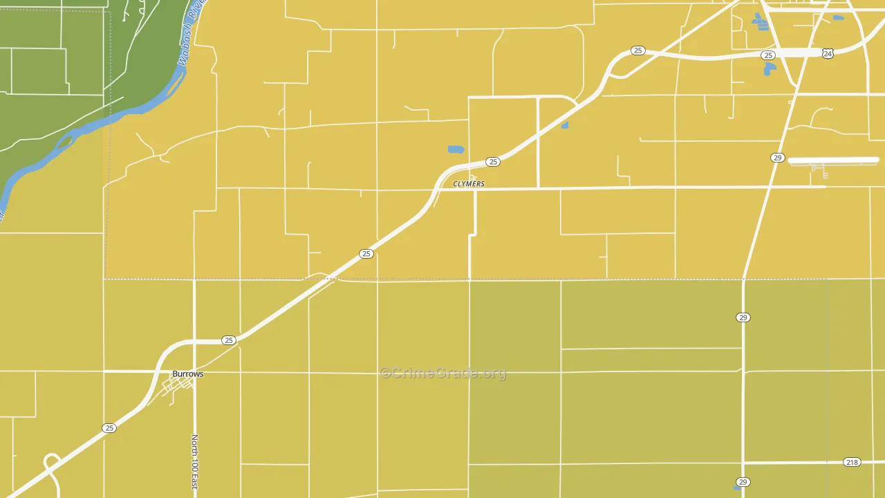 Clymers, IN Map of Drug-Related Crime Rates