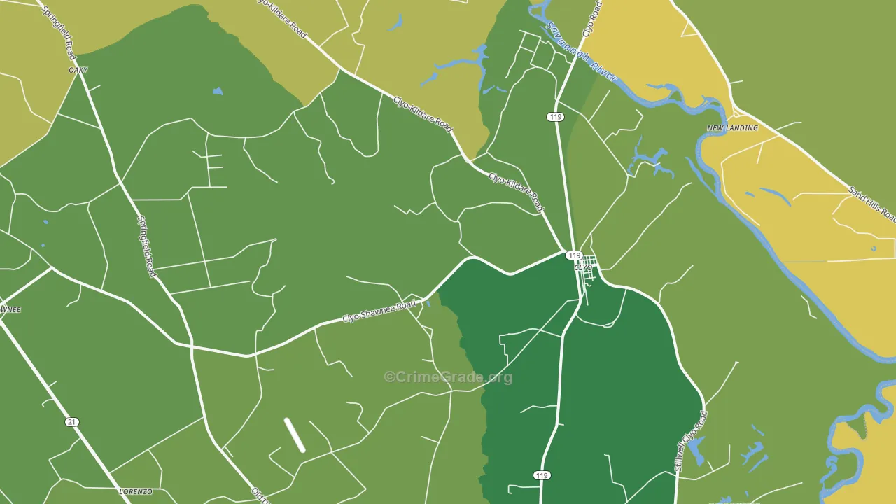 Clyo, GA Map of Drug-Related Crime Rates