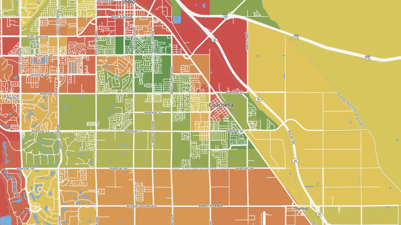 Coachella, CA Map of Drug-Related Crime Rates