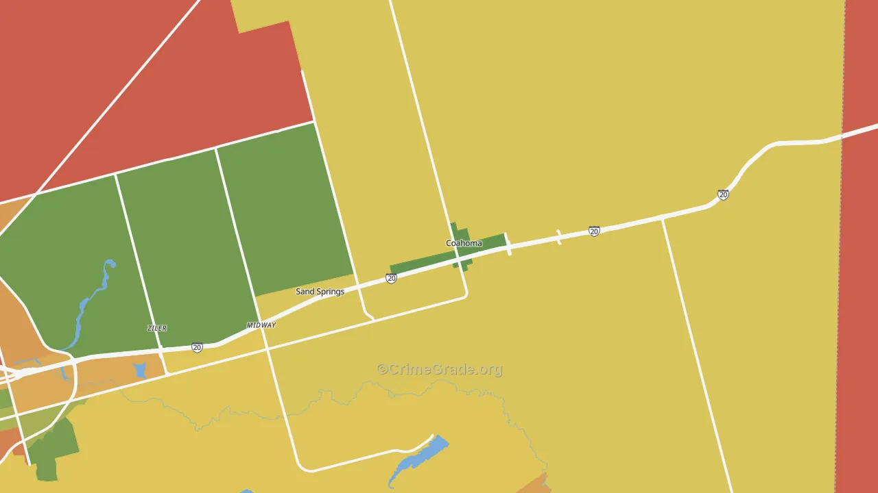 Coahoma, TX Map of Drug-Related Crime Rates