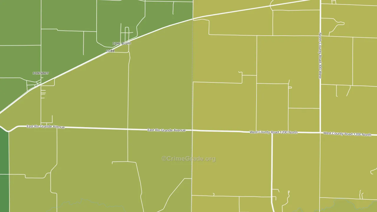 Coal Bluff, IN Map of Drug-Related Crime Rates