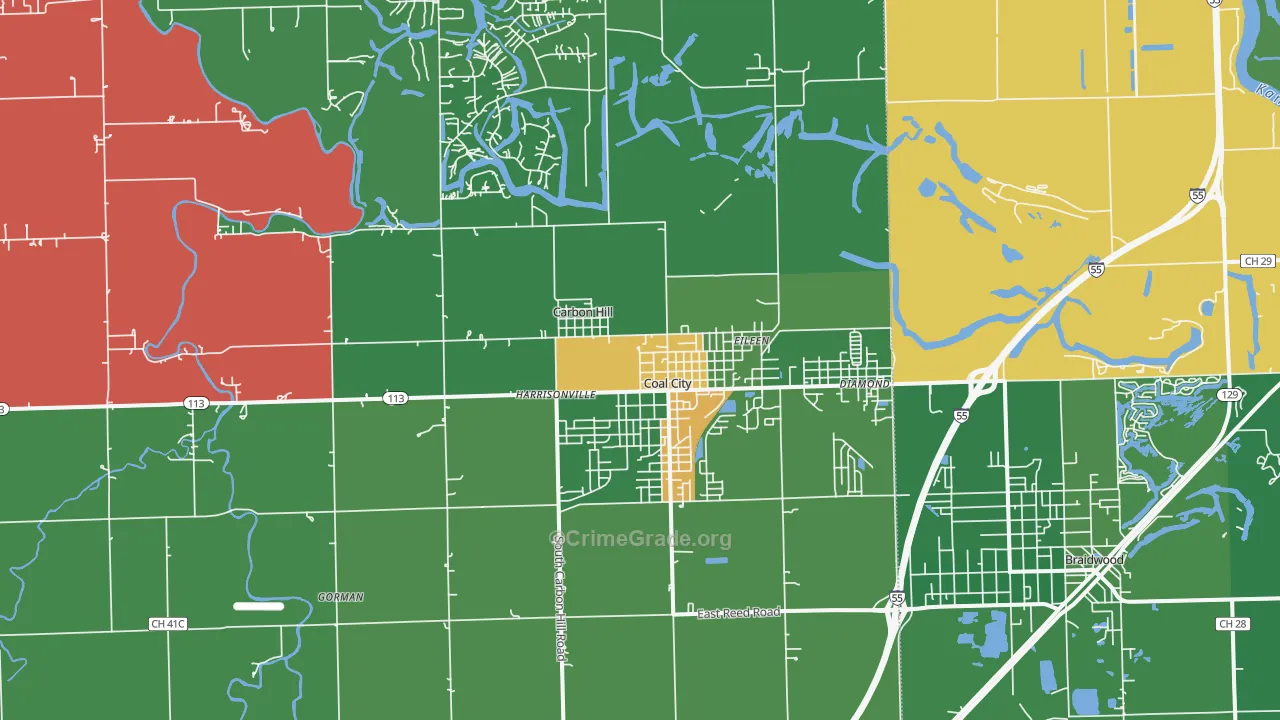 Coal City, IL Map of Drug-Related Crime Rates