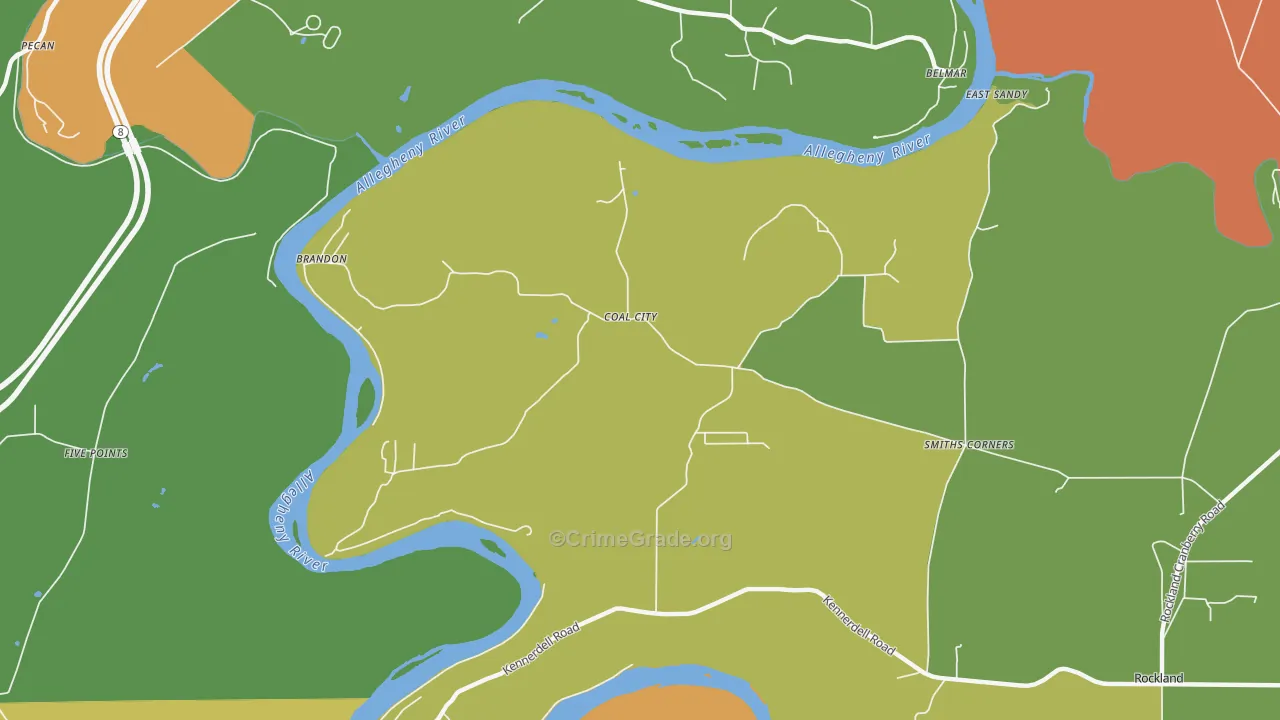 Coal City, PA Map of Drug-Related Crime Rates