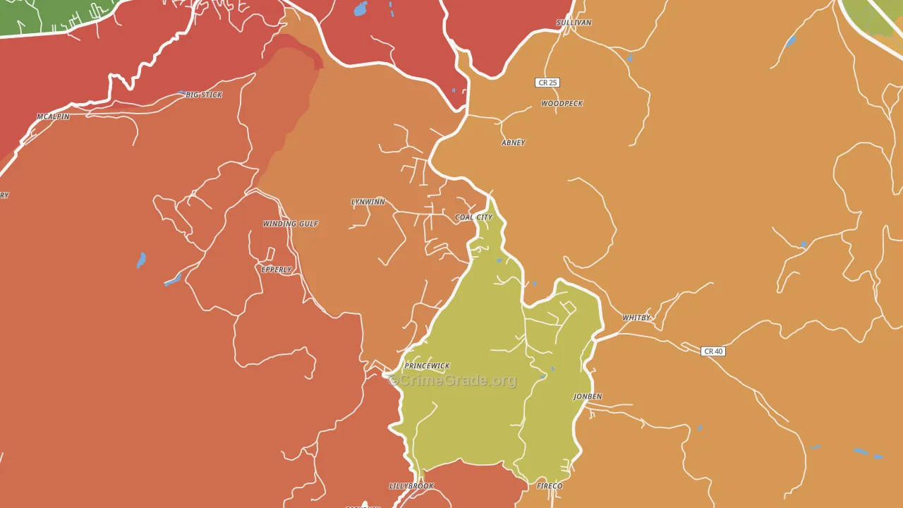 Coal City, WV Map of Drug-Related Crime Rates