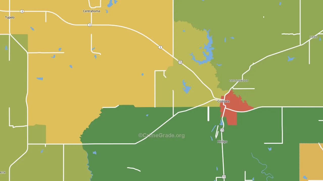Coal County, OK Map of Drug-Related Crime Rates