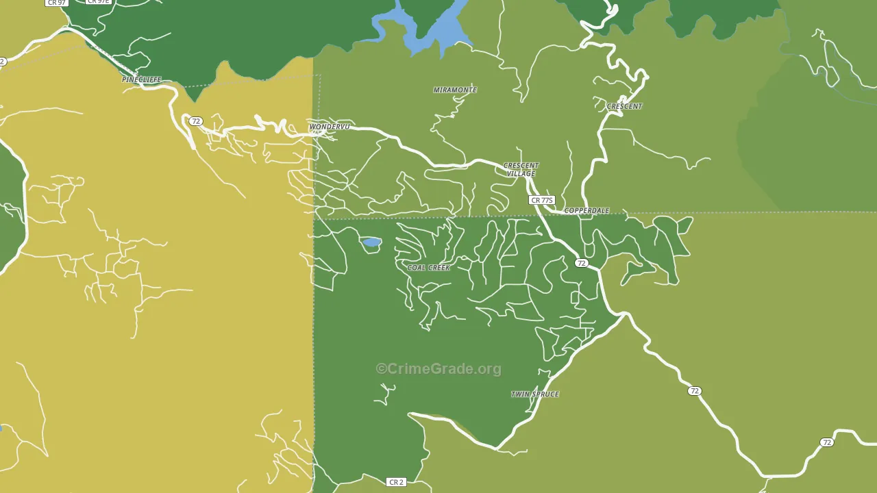 Coal Creek, CO Map of Drug-Related Crime Rates