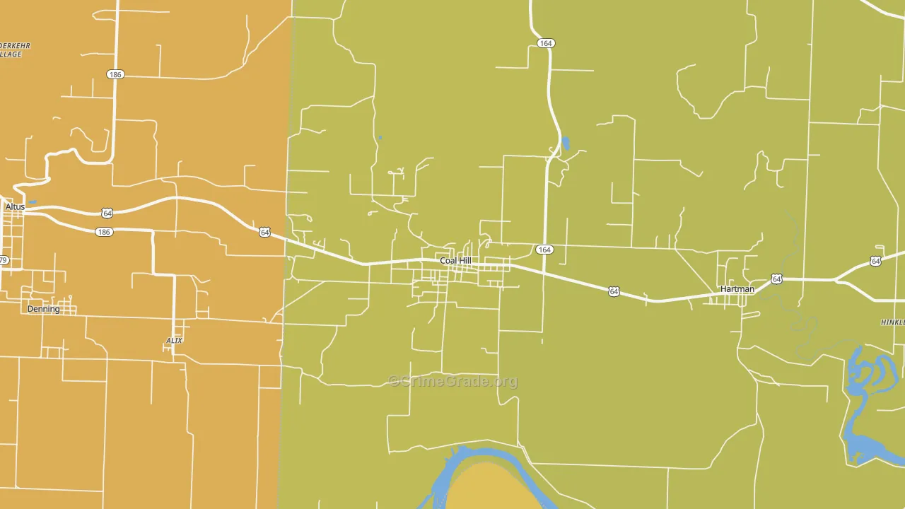 Coal Hill, AR Map of Drug-Related Crime Rates