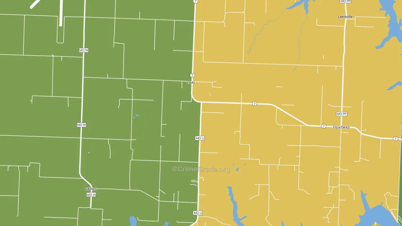 Coal, MO Map of Drug-Related Crime Rates