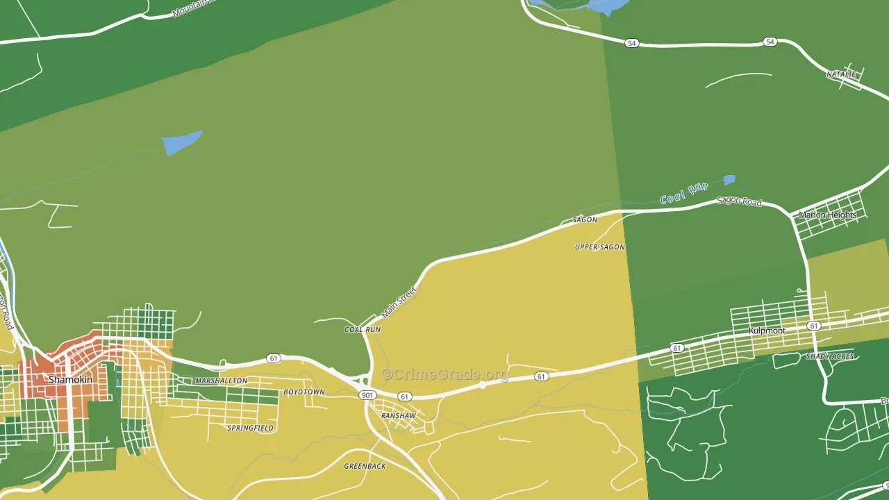 Coal Run, PA Map of Drug-Related Crime Rates