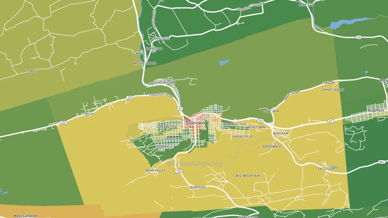 Coal Township, PA Map of Drug-Related Crime Rates