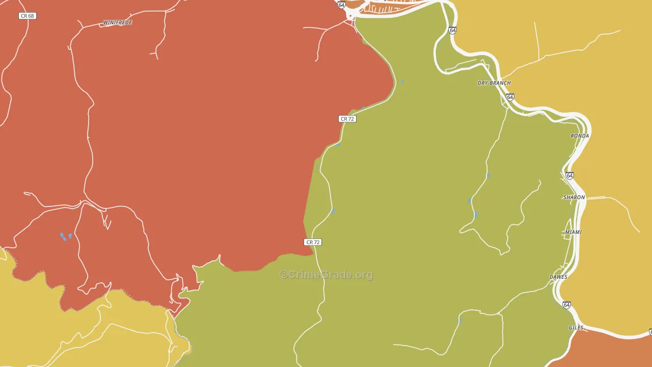 Coalburg, WV Map of Drug-Related Crime Rates