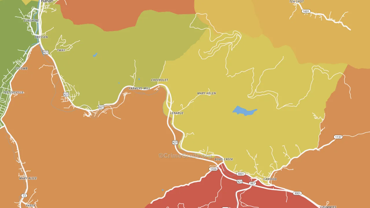Coalgood, KY Map of Drug-Related Crime Rates