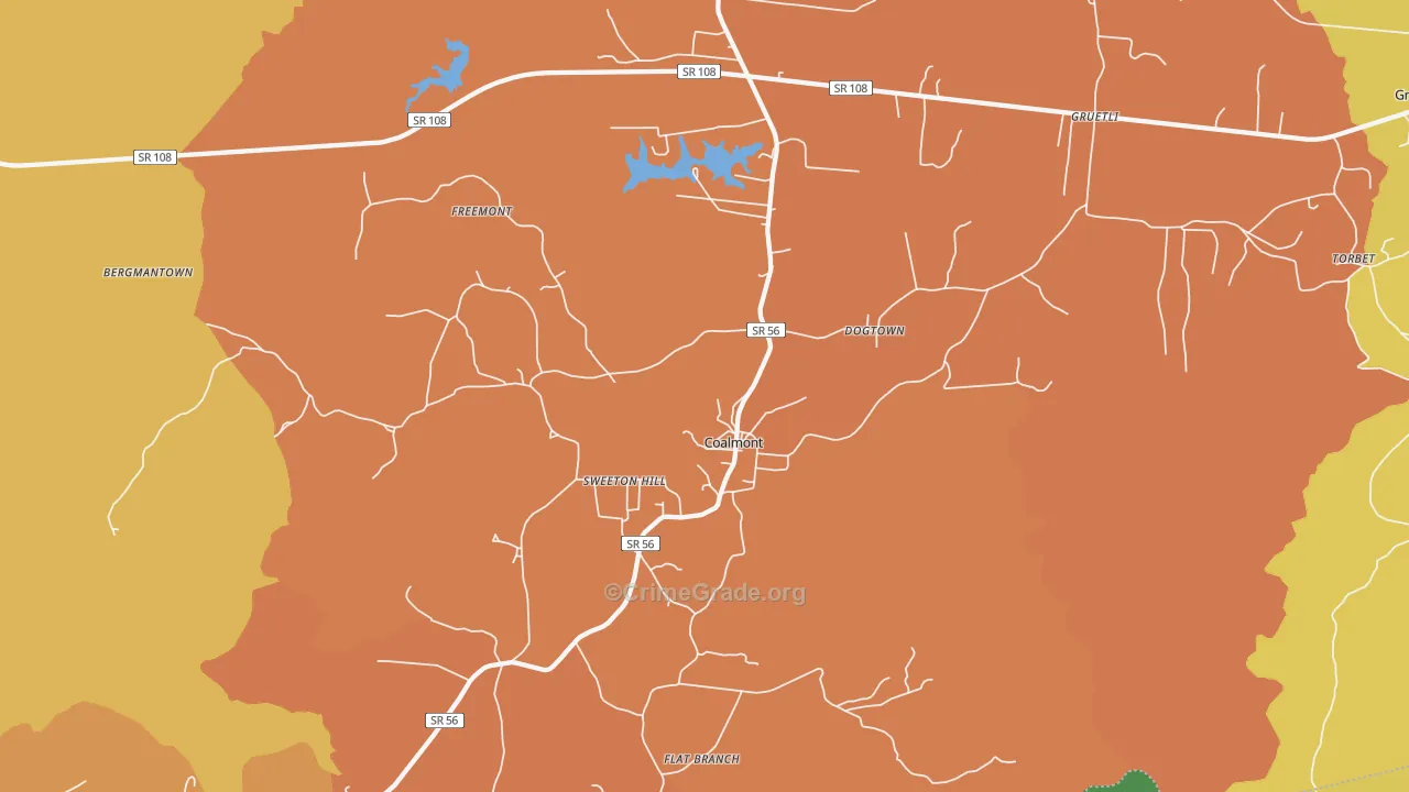 Coalmont, TN Map of Drug-Related Crime Rates