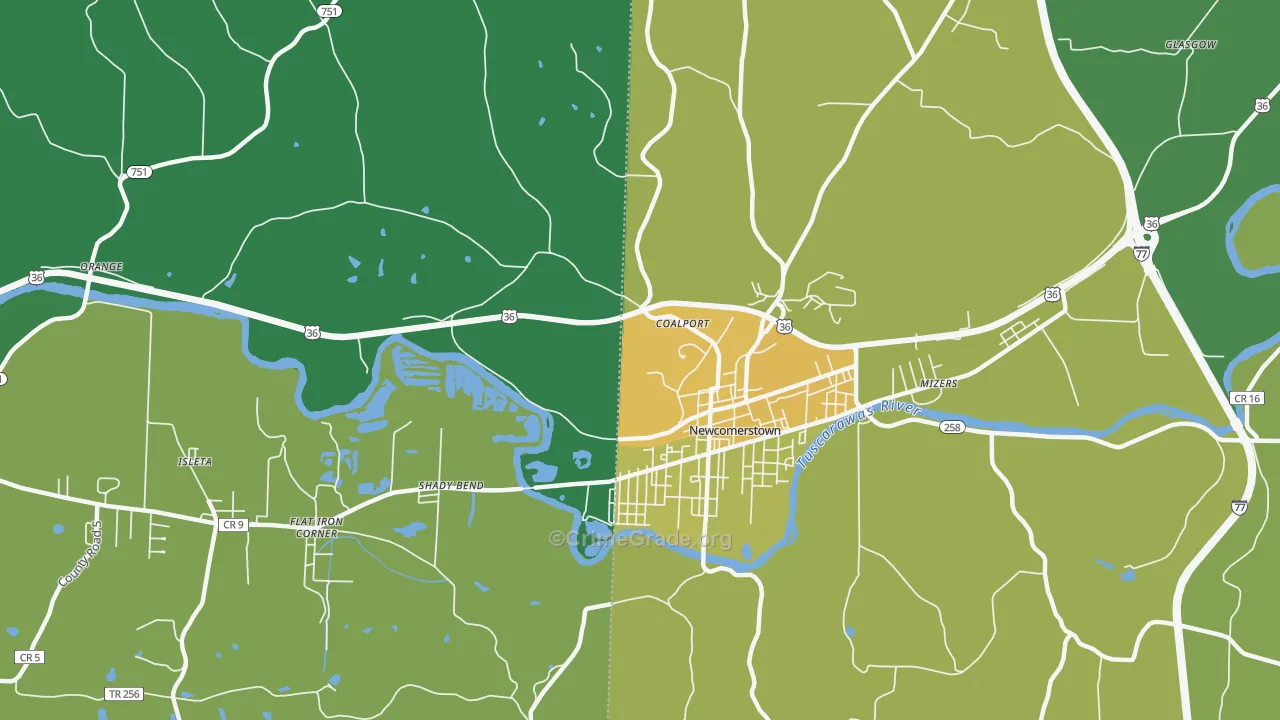 Coalport, OH Map of Drug-Related Crime Rates