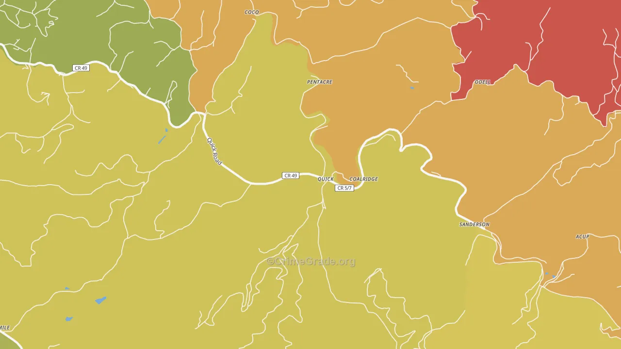 Coalridge, WV Map of Drug-Related Crime Rates