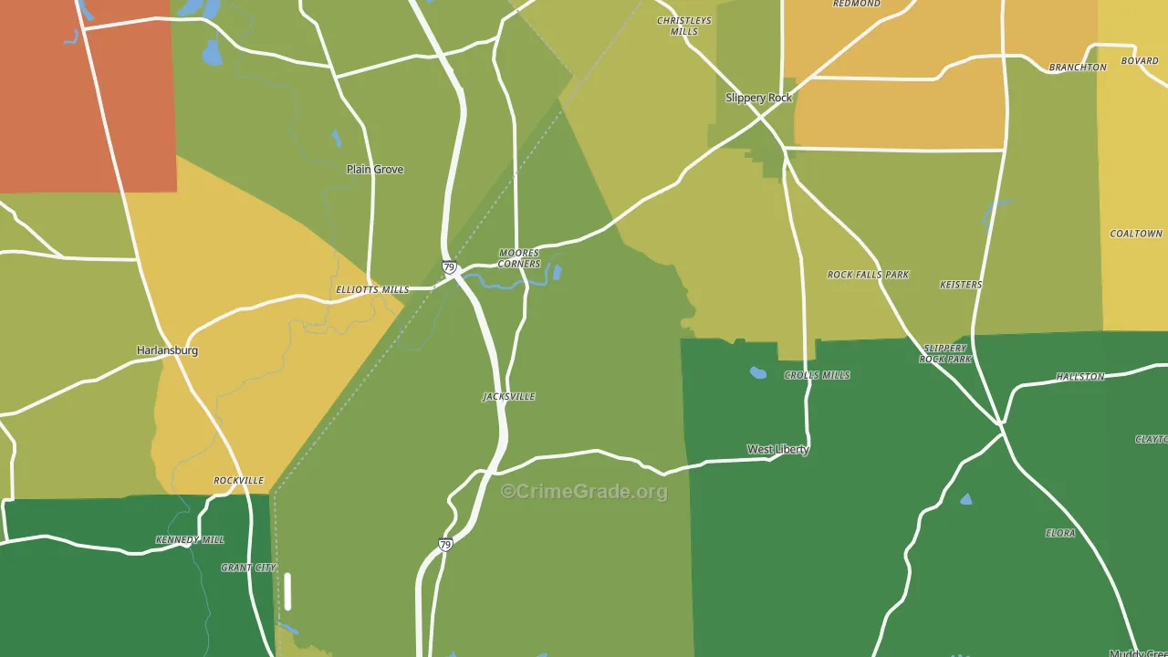 Coaltown, PA Map of Drug-Related Crime Rates