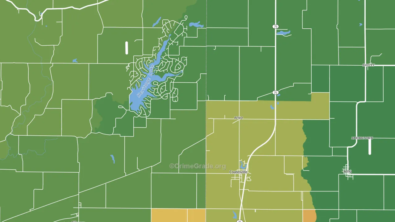Coatesville, IN Map of Drug-Related Crime Rates