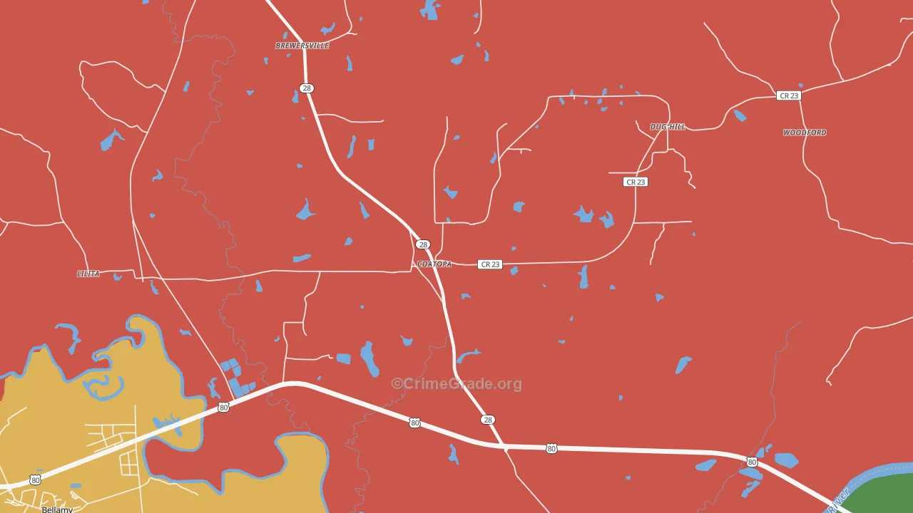 Coatopa, AL Map of Drug-Related Crime Rates